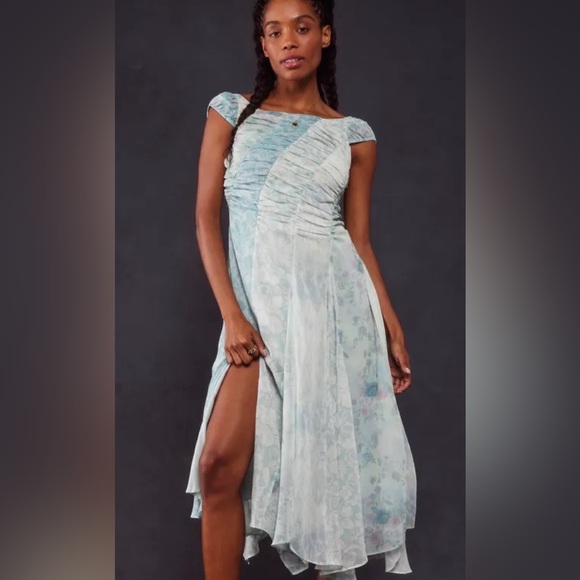 NWOT Free People Gorgeous mixed media ocean combo  heart to heart midi dress. 4 - Picture 2 of 16
